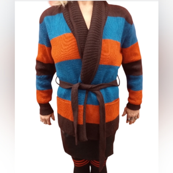 Yves Saint Laurent Vintage 70s Striped Knit Gown from Japan Size Medium - Picture 1 of 6